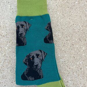 NWT Black Labrador Teal/Lime Socks Unisex